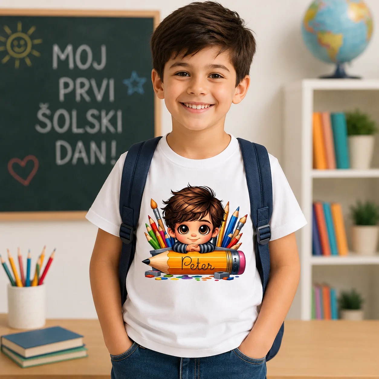 Moj prvi šolski dan - personalizirana majica fantek
