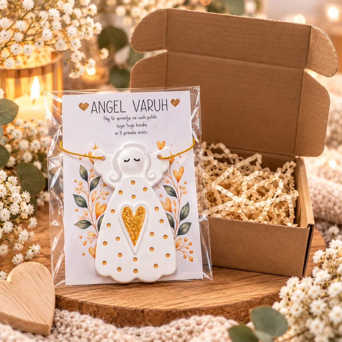 Angel varuh - Darilo iz srca z zlatim srčkom